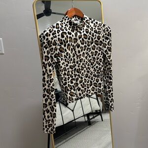 Animal print turtle neck long sleeve